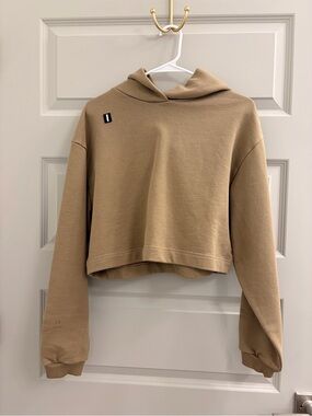 SET- WHITESPACE Cropped Hooded Sweatshirt & shorts in Camel/Tan - Women's